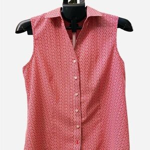 Talbots Women’s Red Patterned Sleeveless Blouse
